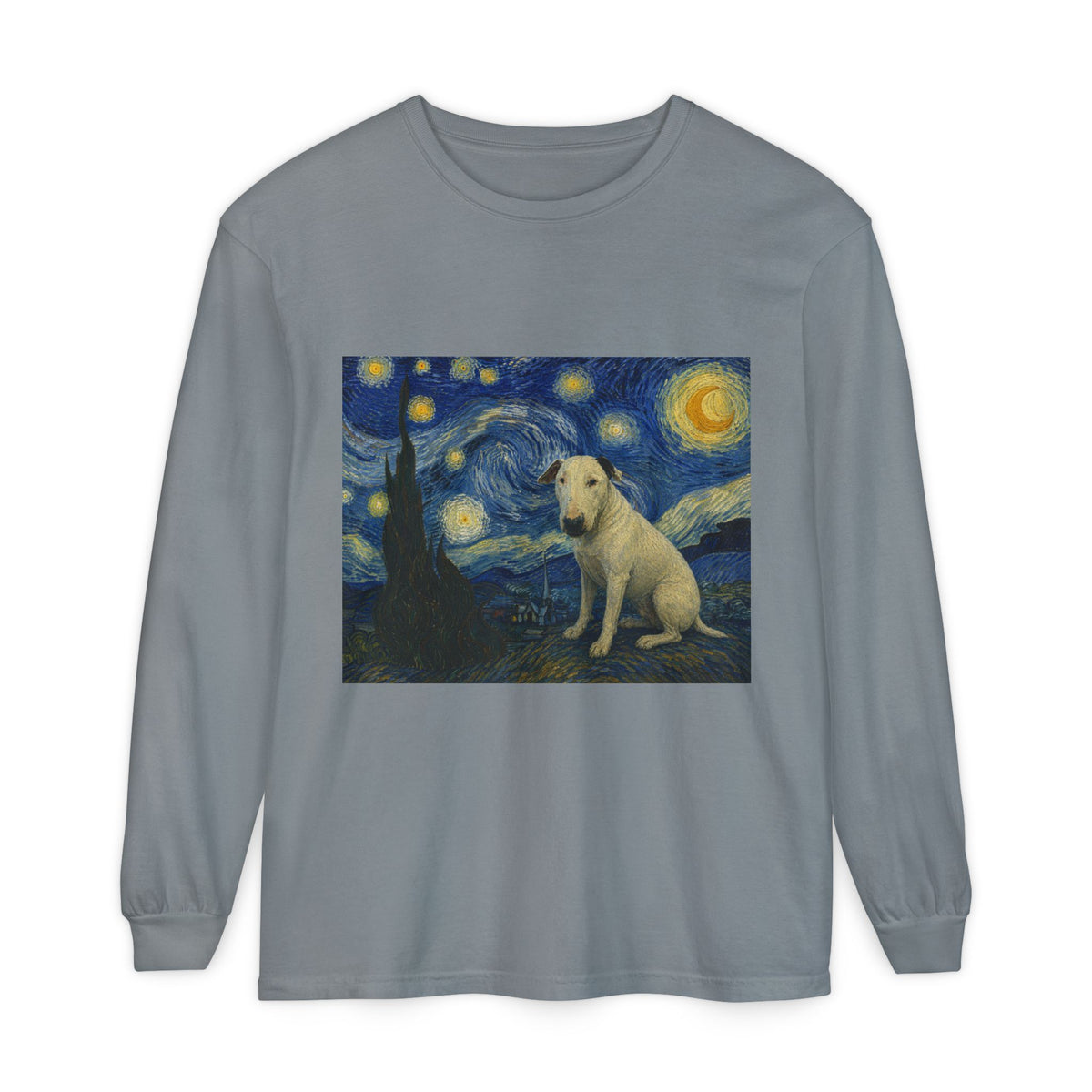 Bull Terrier The Starry Night — after Vincent van Gogh, 1889 | Long Sleeve