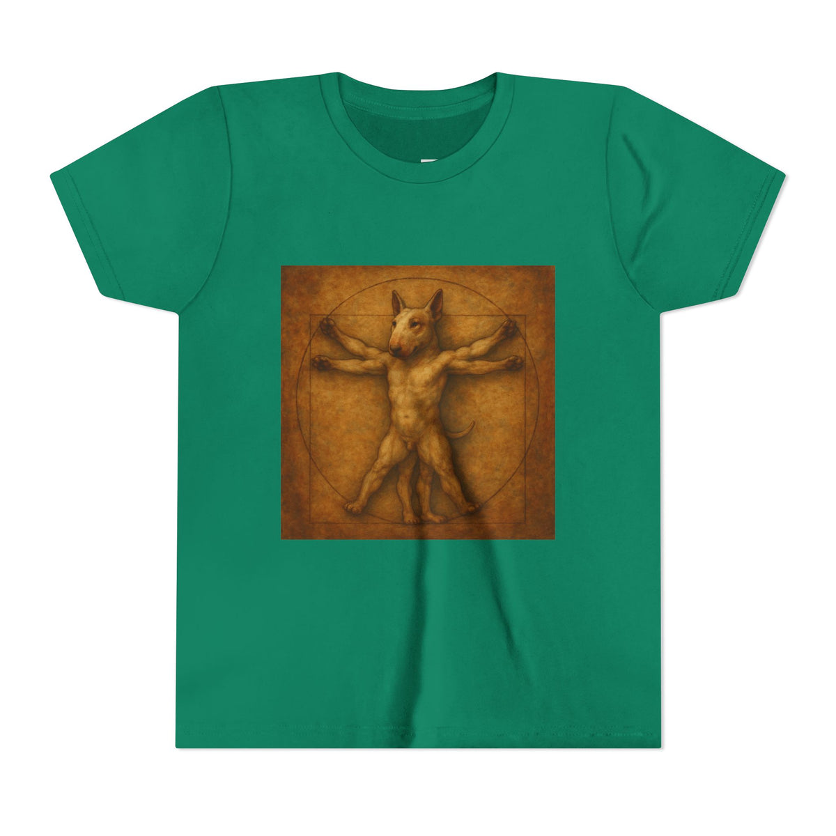 Bull Terrier Vitruvian Man — after Leonardo da Vinci, c.1490 | Youth Tee