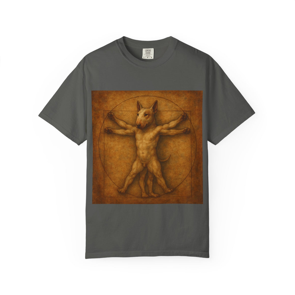 Bull Terrier Vitruvian Man — after Leonardo da Vinci, c.1490 | Garment-Dyed Tee
