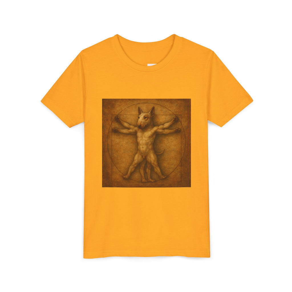 Bull Terrier Vitruvian Man — after Leonardo da Vinci, c.1490 | Youth Tee