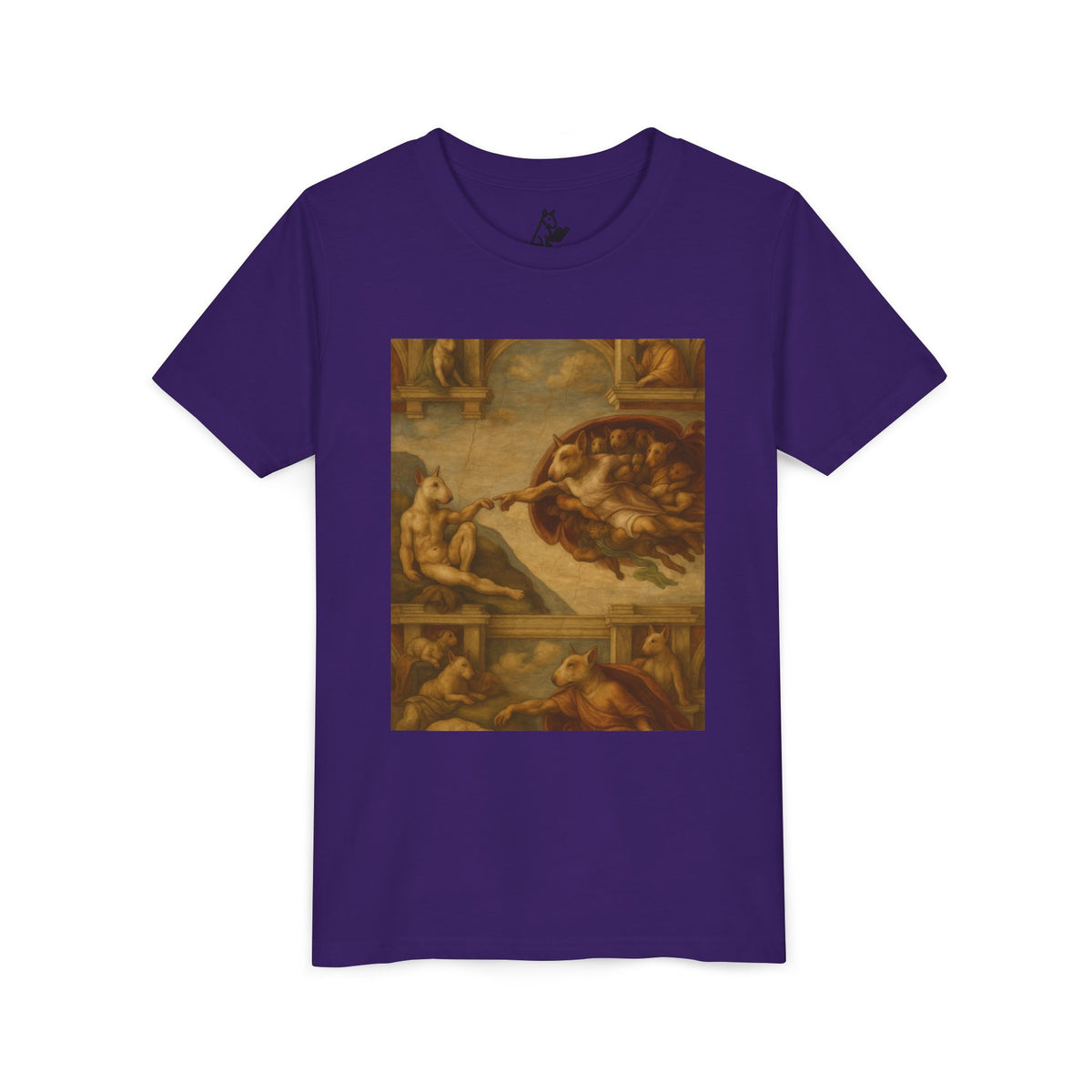 Bull Terrier The Creation of Adam — after Michelangelo, 1512 | Youth Tee