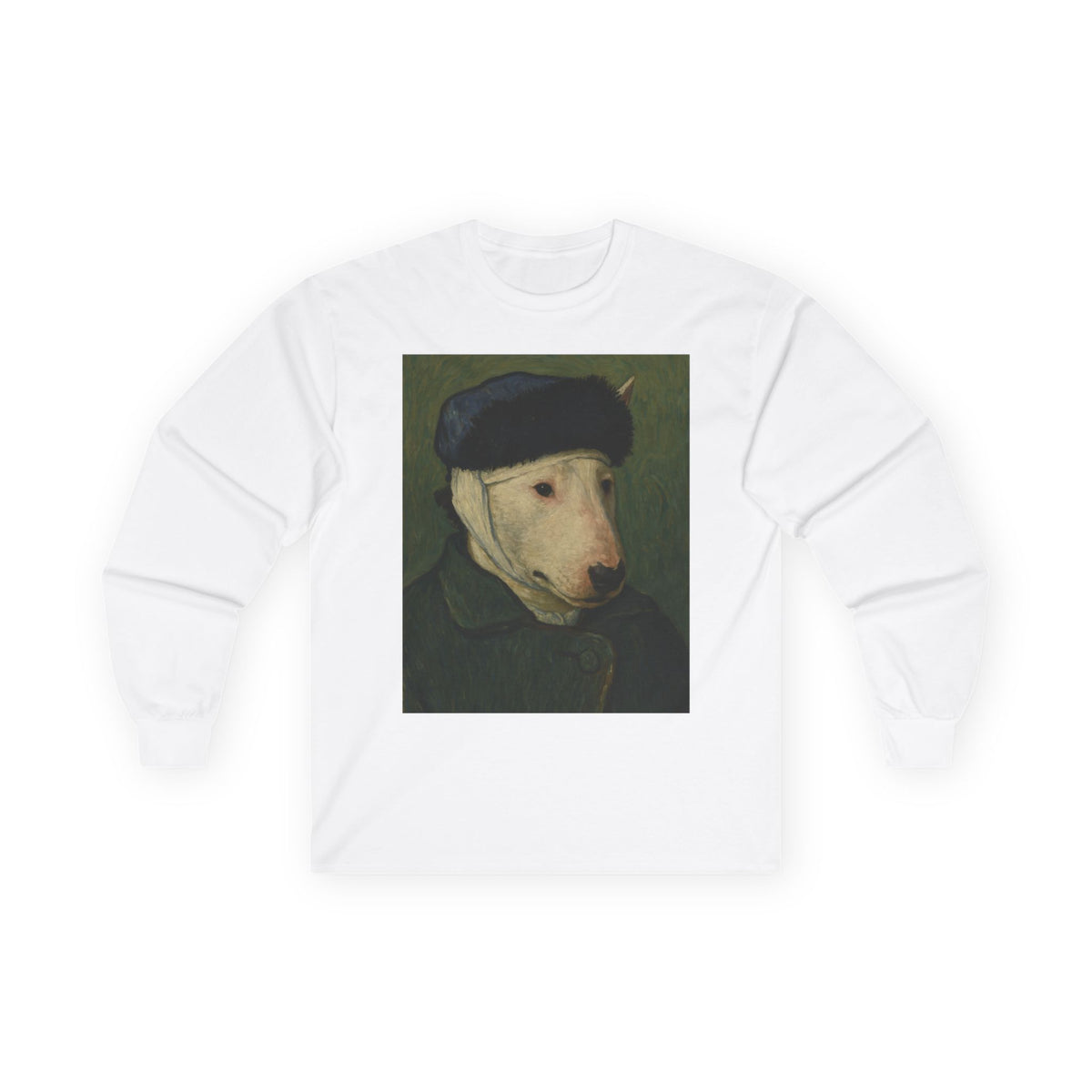 Bull Terrier Self Portrait Bandaged Ear — after Vincent van Gogh, 1889 | Long Sleeve