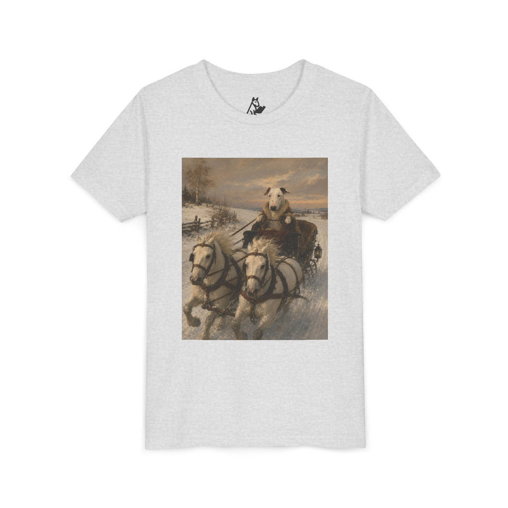 Bull Terrier Sleigh Ride — after Alfred Wierusz-Kowalski, c.1890 | Youth Tee