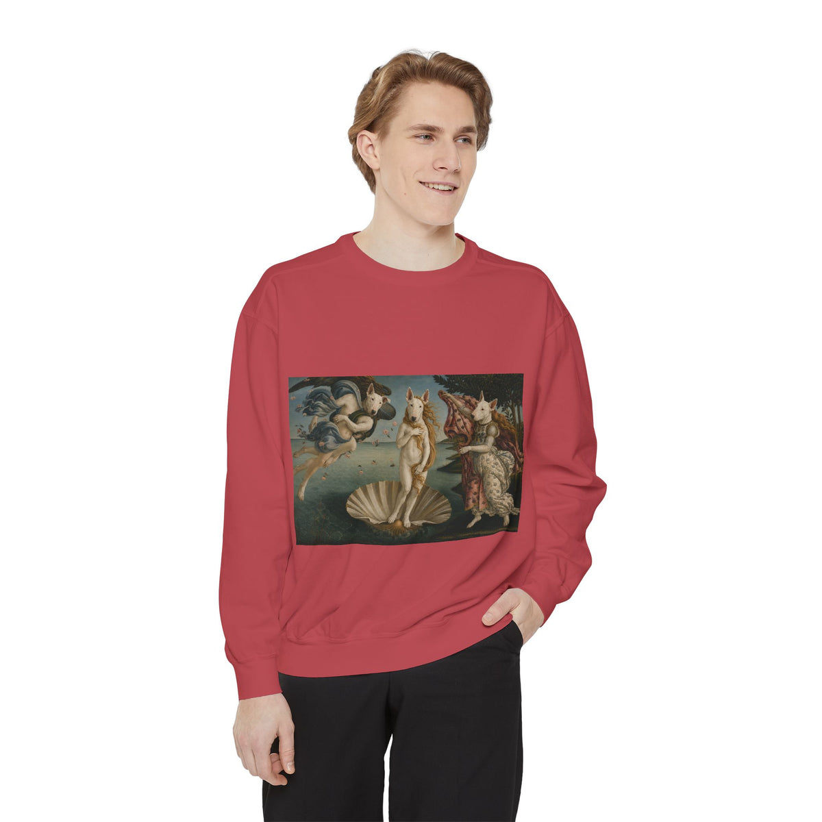 Bull Terrier The Birth of Venus — after Sandro Botticelli, c.1485 | Crewneck
