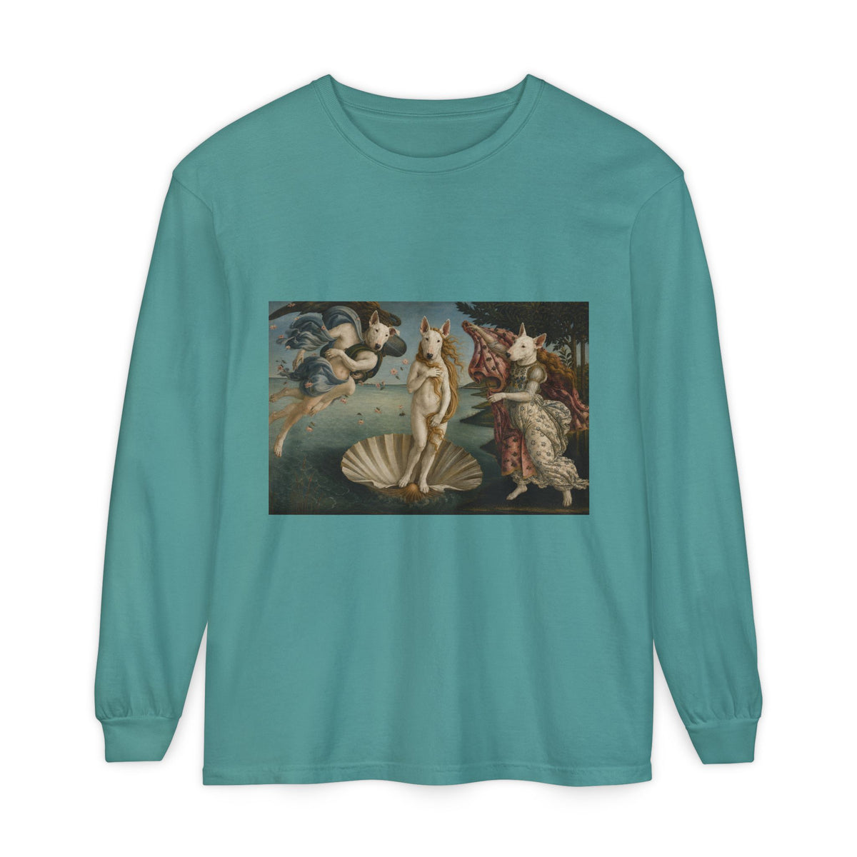 Bull Terrier The Birth of Venus — after Sandro Botticelli, c.1485 | Long Sleeve