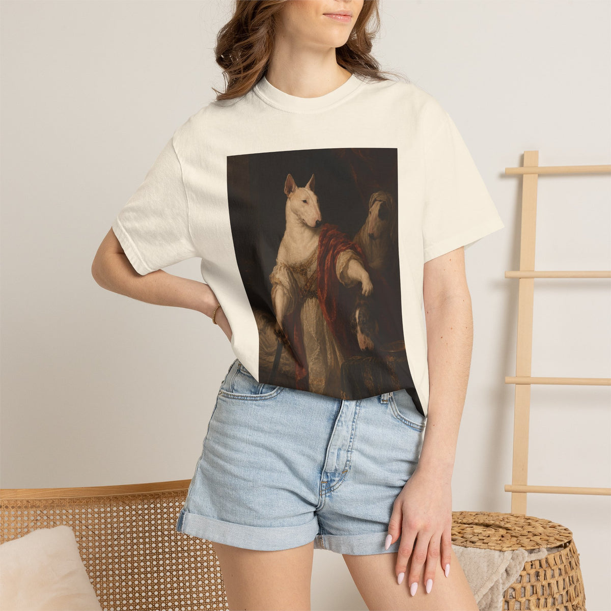 Bull Terrier Judith with the Head of Holofernes — after David Teniers the Younger, 1650s | Garment-Dyed Tee