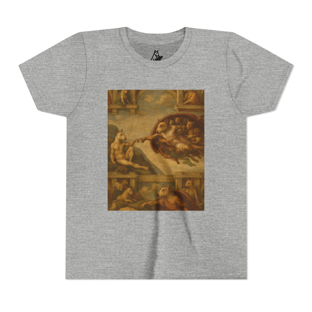 Bull Terrier The Creation of Adam — after Michelangelo, 1512 | Youth Tee
