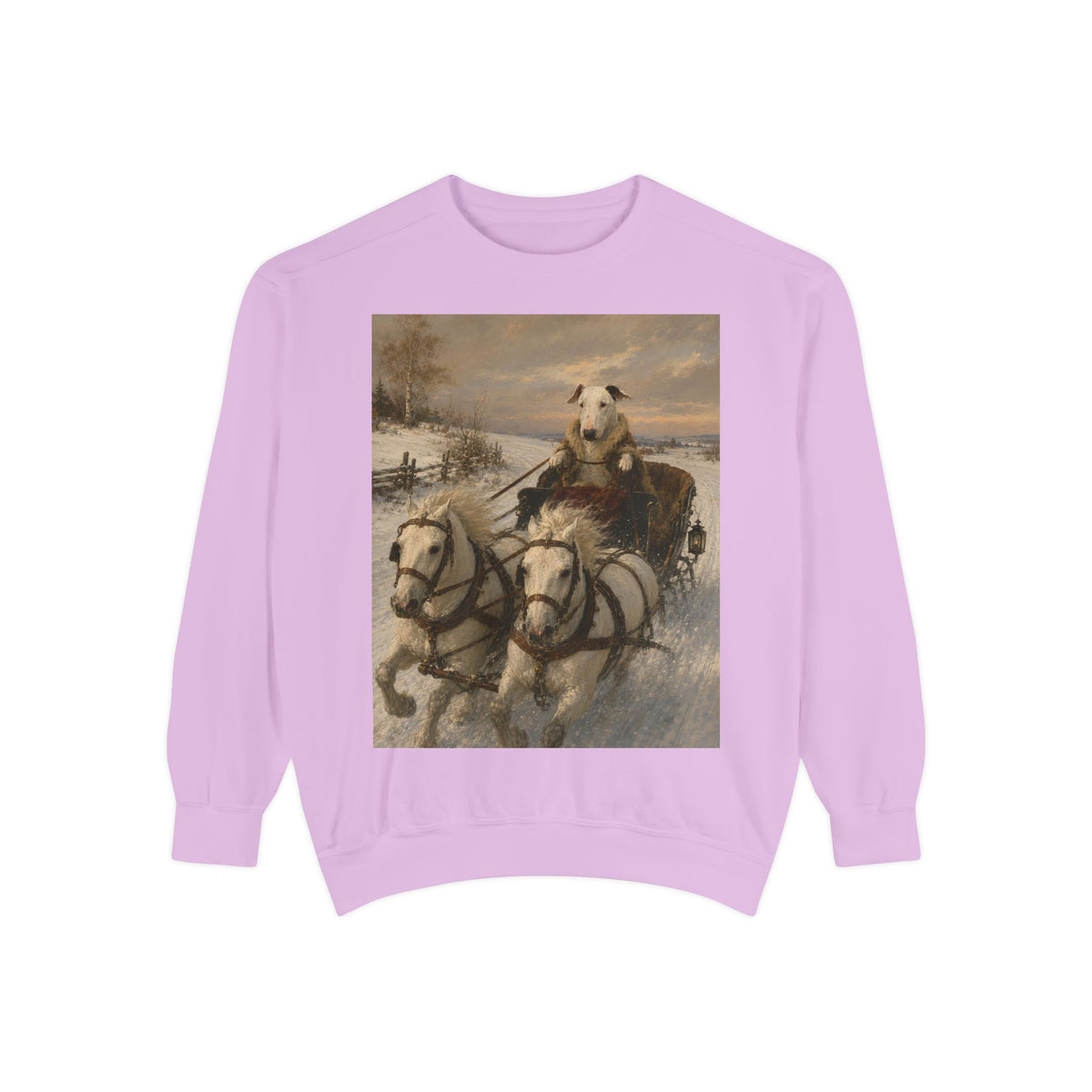 Bull Terrier Sleigh Ride — after Alfred Wierusz-Kowalski, c.1890 | Crewneck