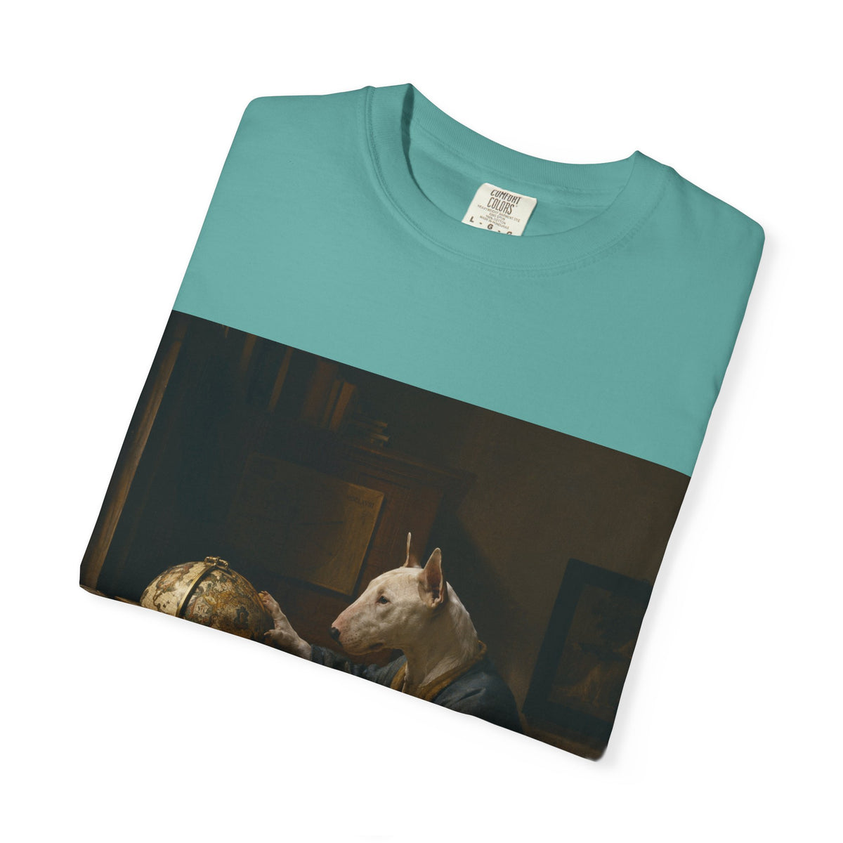 Bull Terrier The Astronomer — after Johannes Vermeer, 1668 | Garment-Dyed Tee