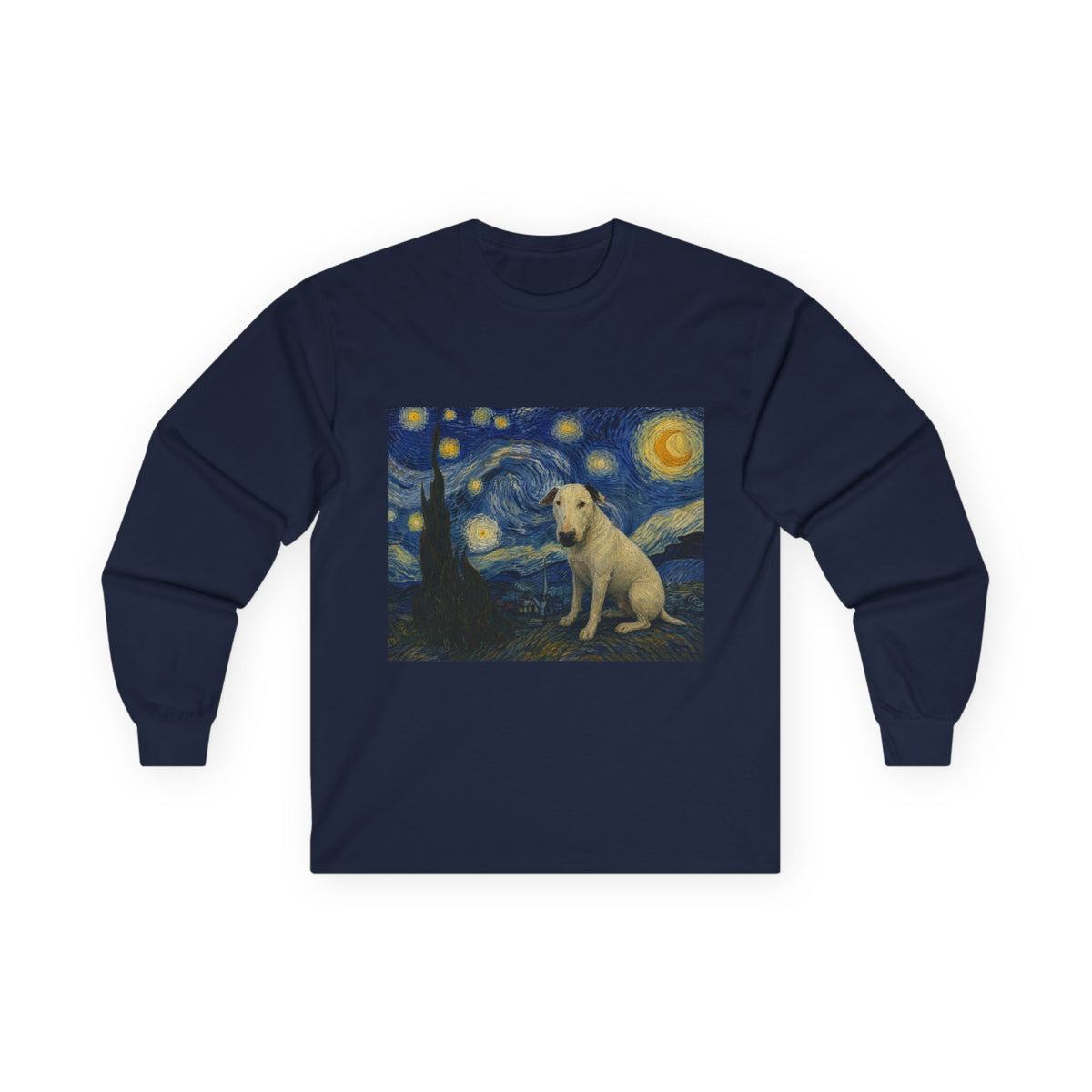 Bull Terrier Starry Night — after Vincent van Gogh, 1889 | Long Sleeve