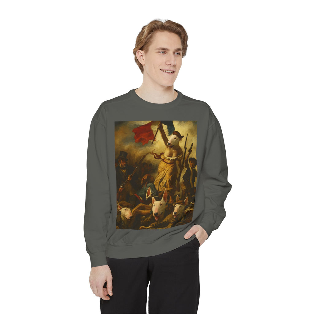 Bull Terrier Liberty Leading the People — after Eugene Delacroix, 1830 | Crewneck