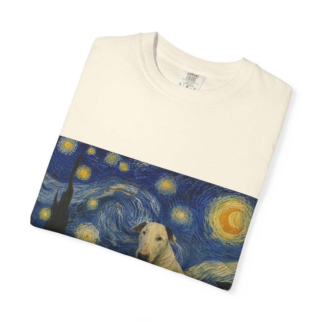 Bull Terrier The Starry Night — after Vincent van Gogh, 1889 | Garment-Dyed Tee