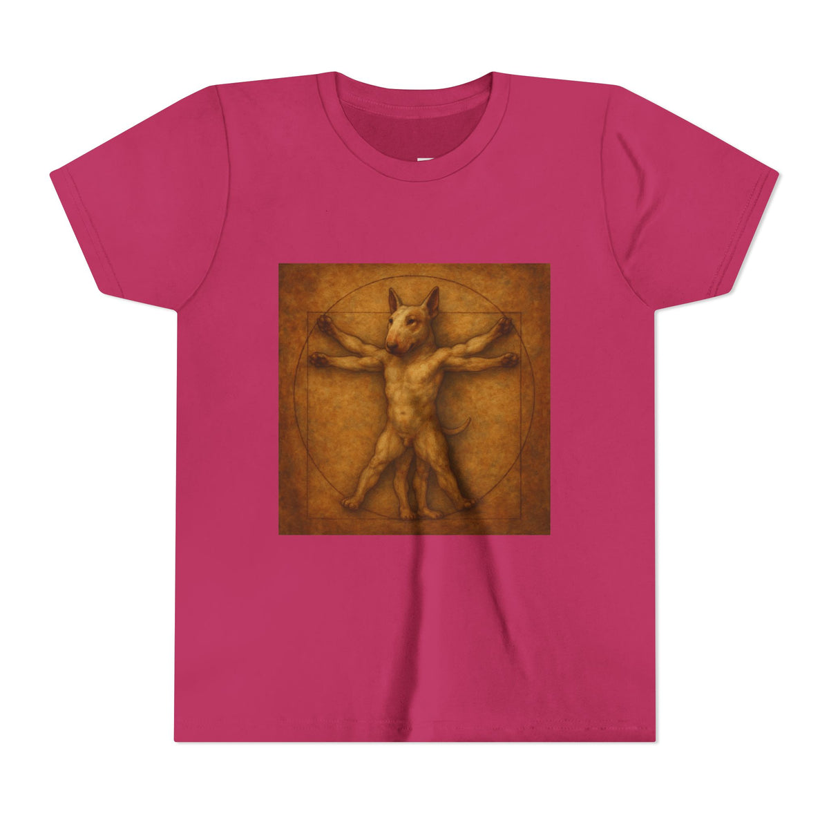 Bull Terrier Vitruvian Man — after Leonardo da Vinci, c.1490 | Youth Tee