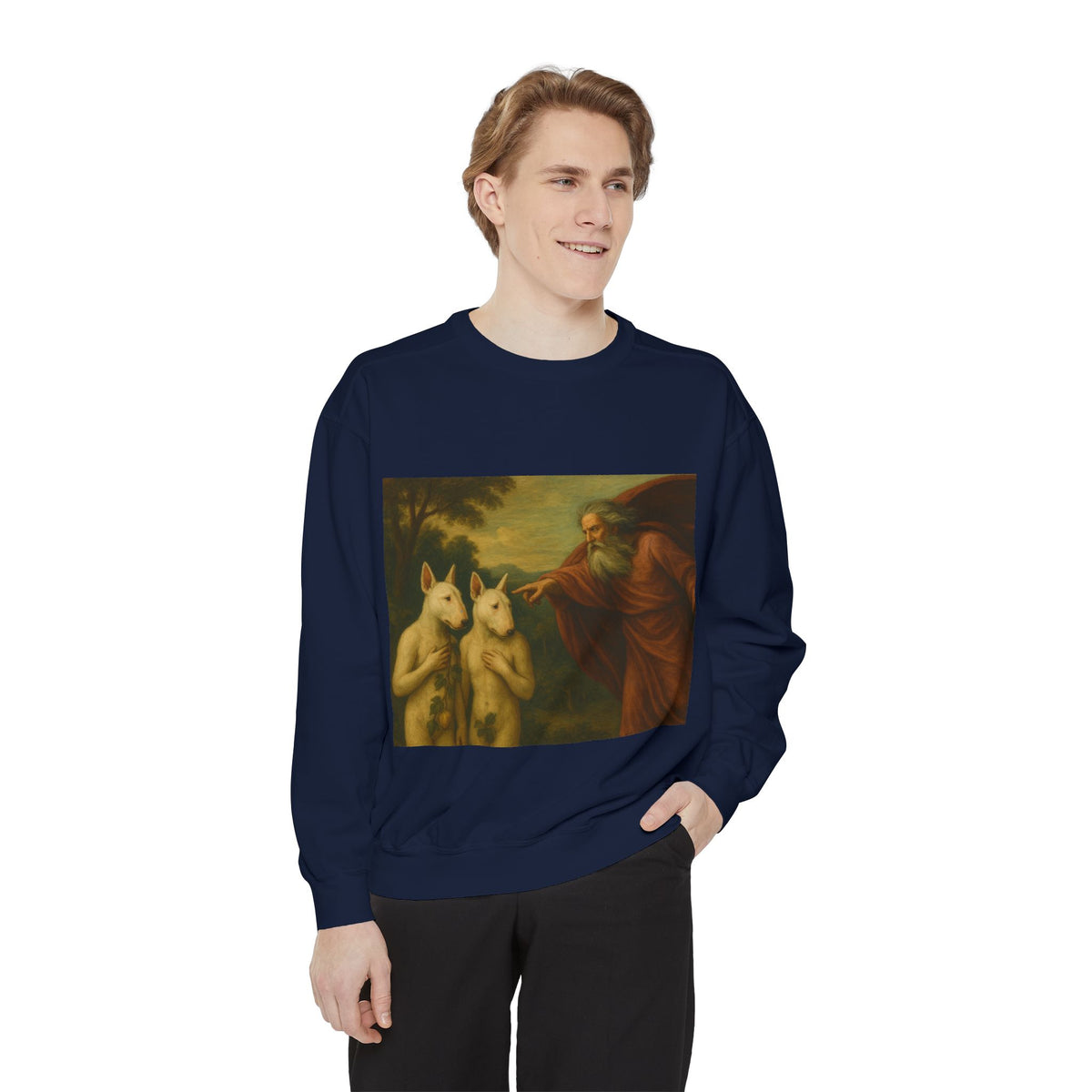 Bull Terrier The Rebuke of Adam and Eve — after Domenichino, 1626 | Crewneck