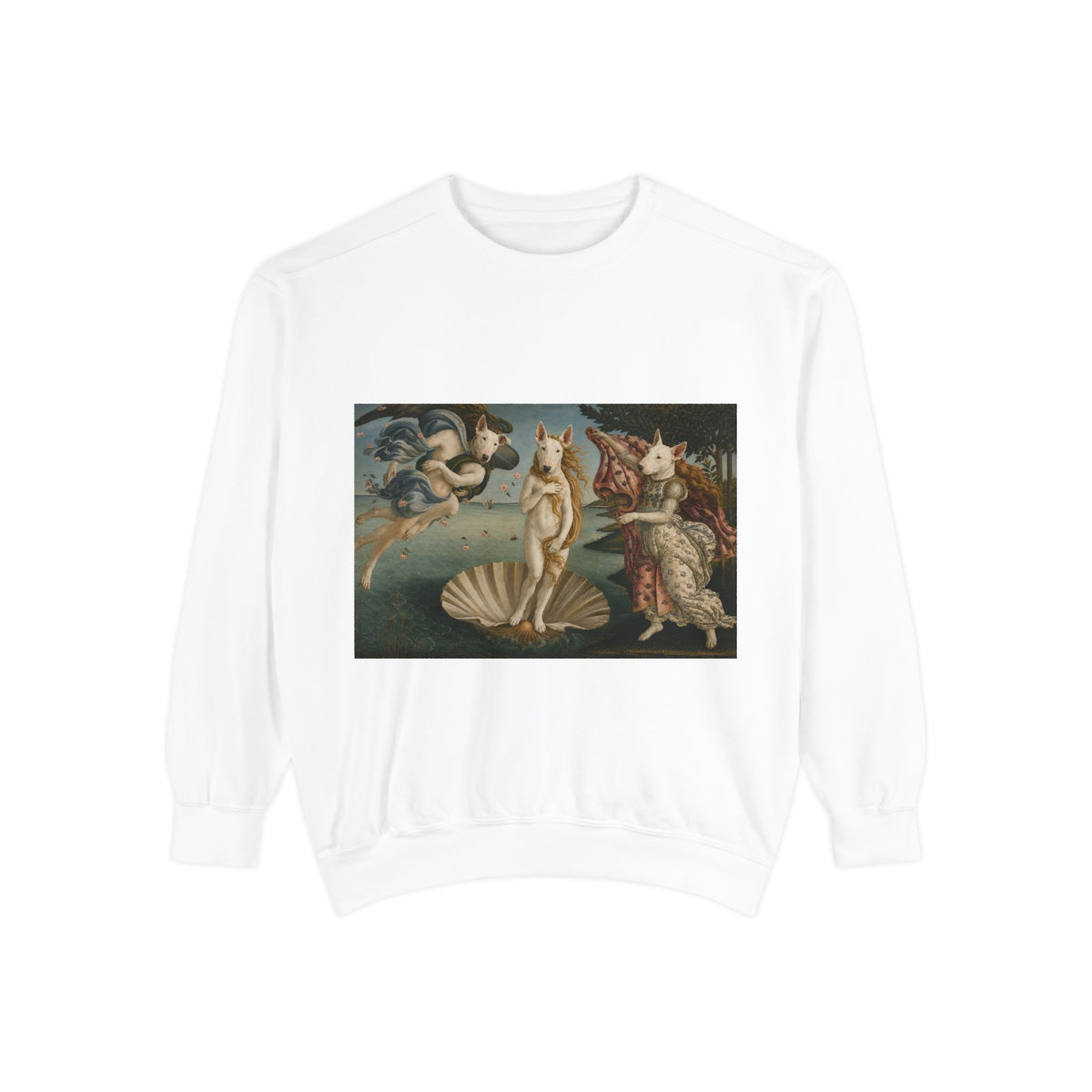 Bull Terrier The Birth of Venus — after Sandro Botticelli, c.1485 | Crewneck