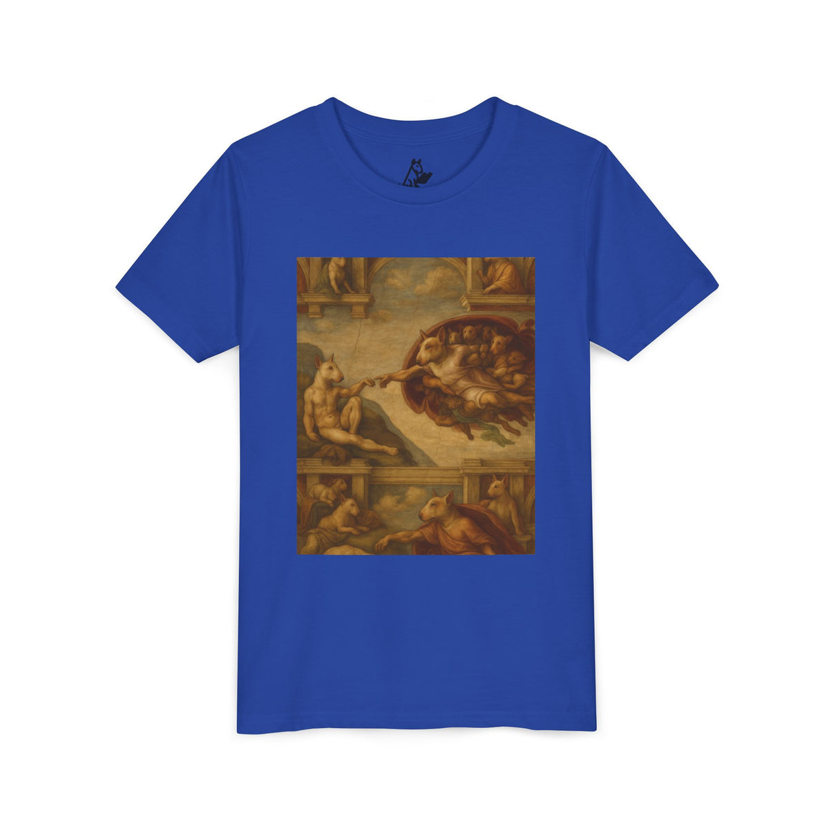 Bull Terrier The Creation of Adam — after Michelangelo, 1512 | Youth Tee