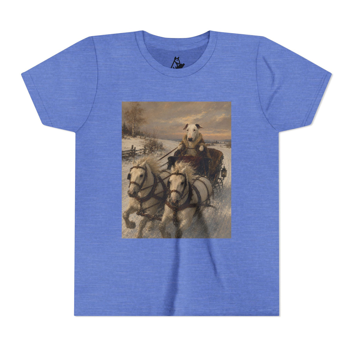 Bull Terrier Sleigh Ride — after Alfred Wierusz-Kowalski, c.1890 | Youth Tee