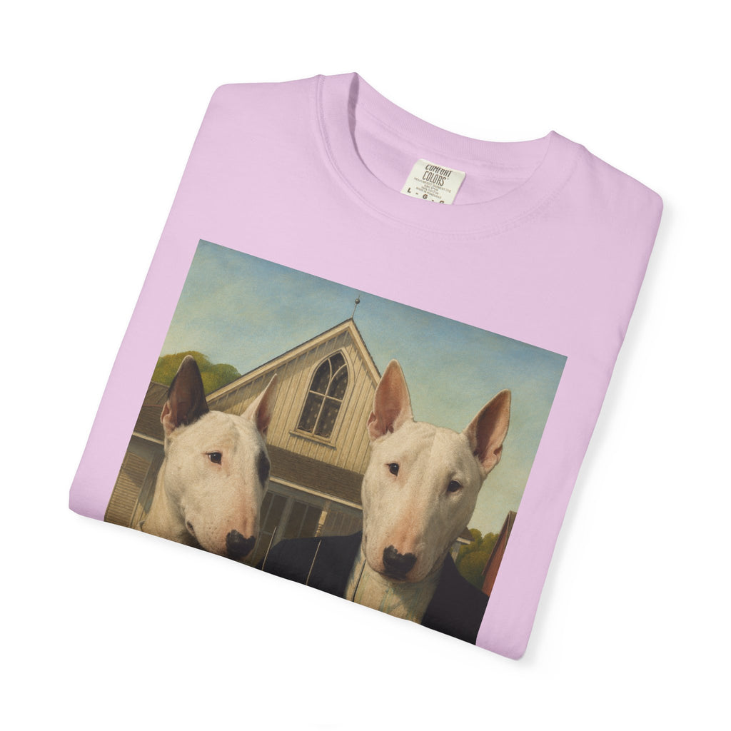 Bull Terrier American Gothic — after Grant Wood, 1930 | Garment-Dyed Tee