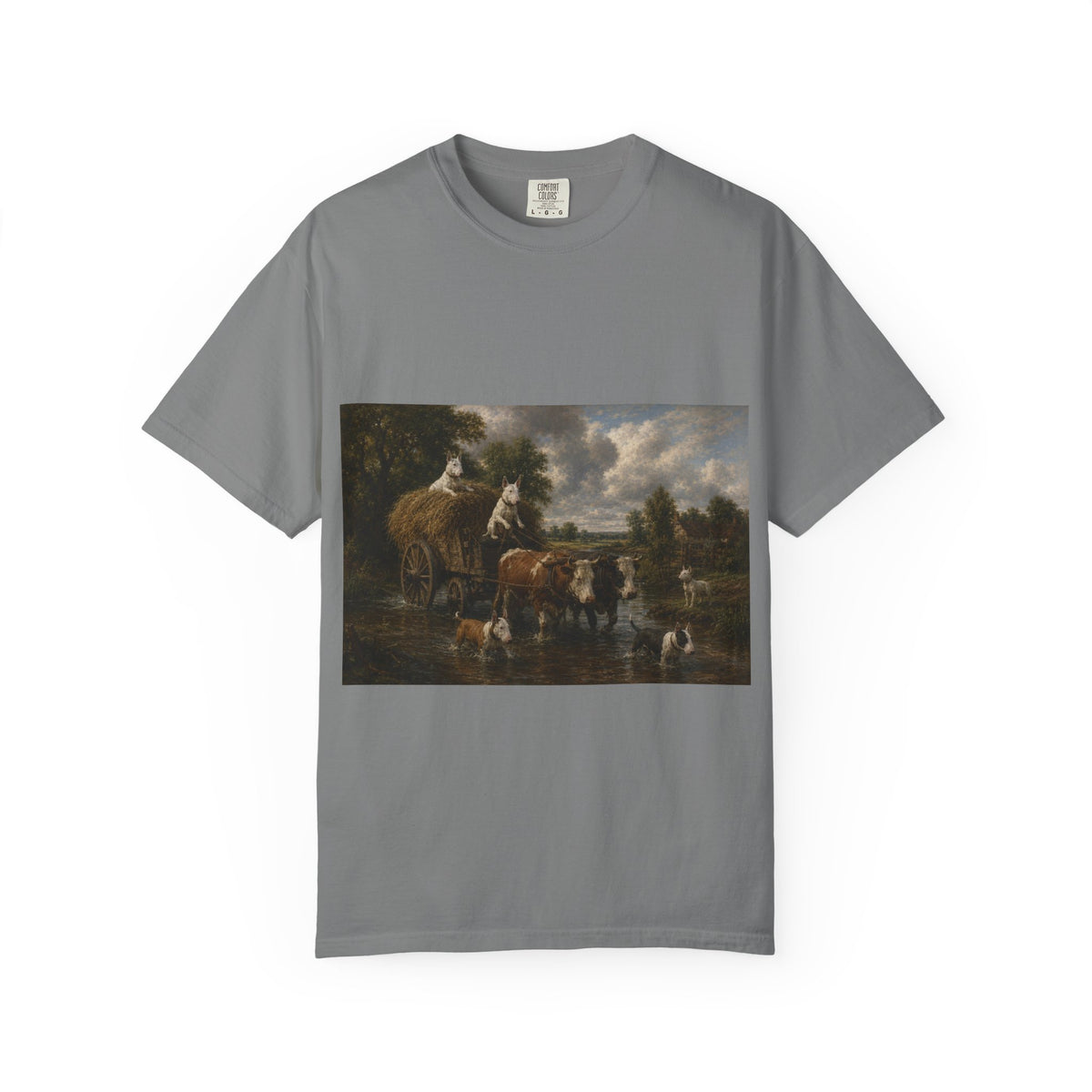 Bull Terrier The Hay Wain — after John Constable, 1821 | Garment-Dyed Tee