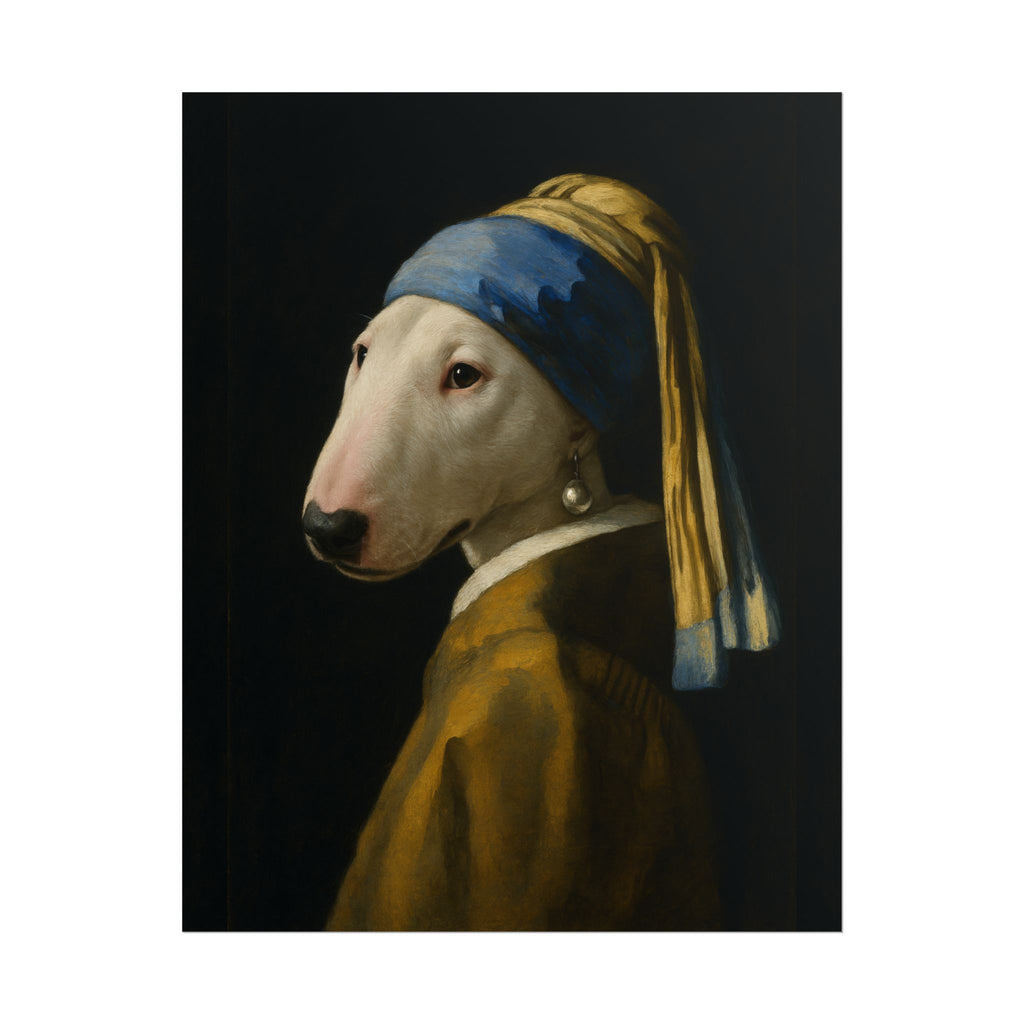 Bull Terrier Girl With A Pearl Earring — after Johannes Vermeer, c.1665 | Print