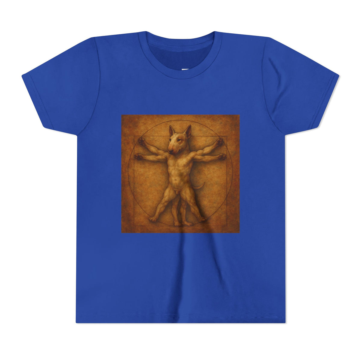 Bull Terrier Vitruvian Man — after Leonardo da Vinci, c.1490 | Youth Tee