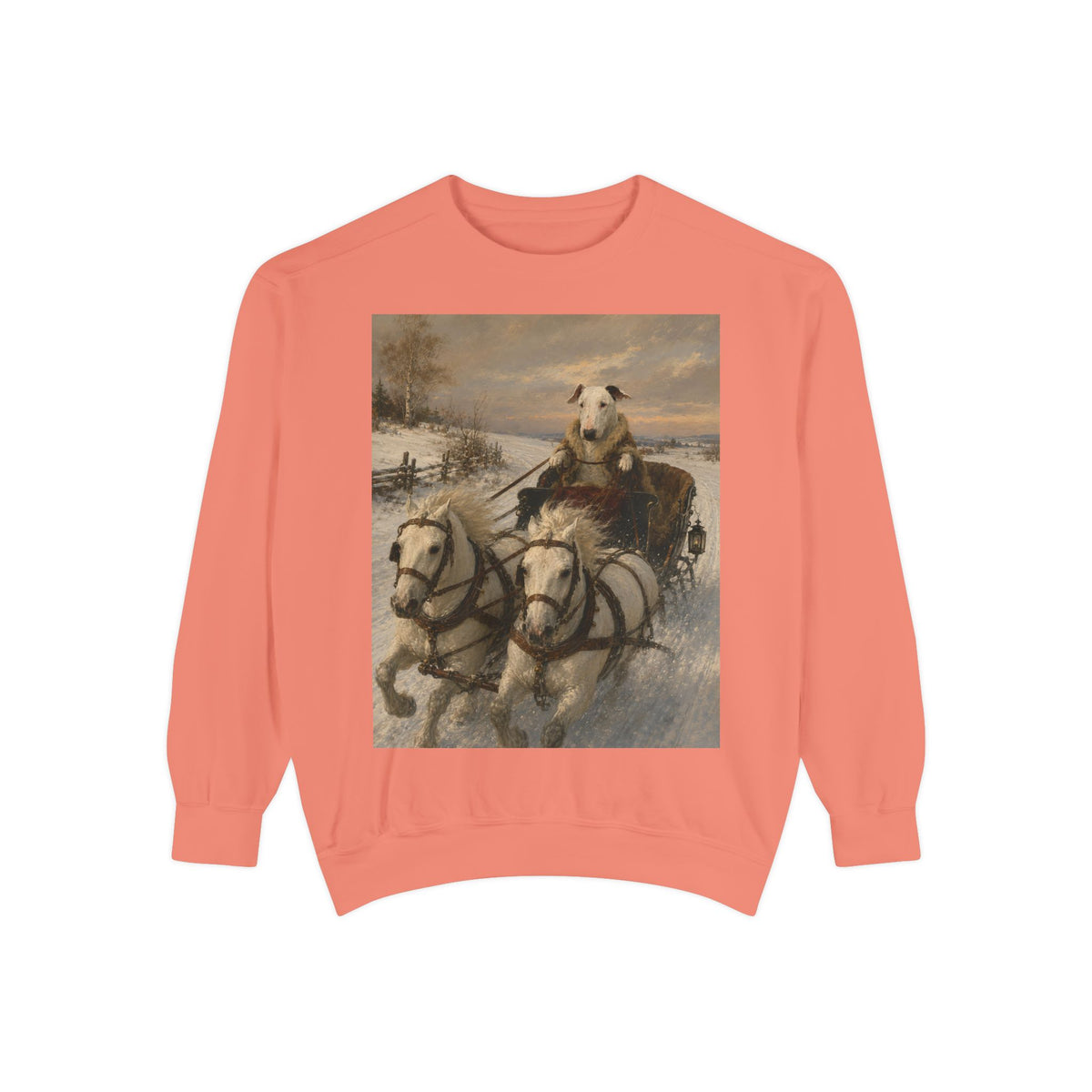 Bull Terrier Sleigh Ride — after Alfred Wierusz-Kowalski, c.1890 | Crewneck