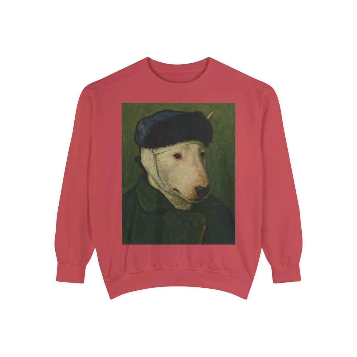 Bull Terrier Self-Portrait with Bandaged Ear — after Vincent van Gogh, 1889 | Crewneck