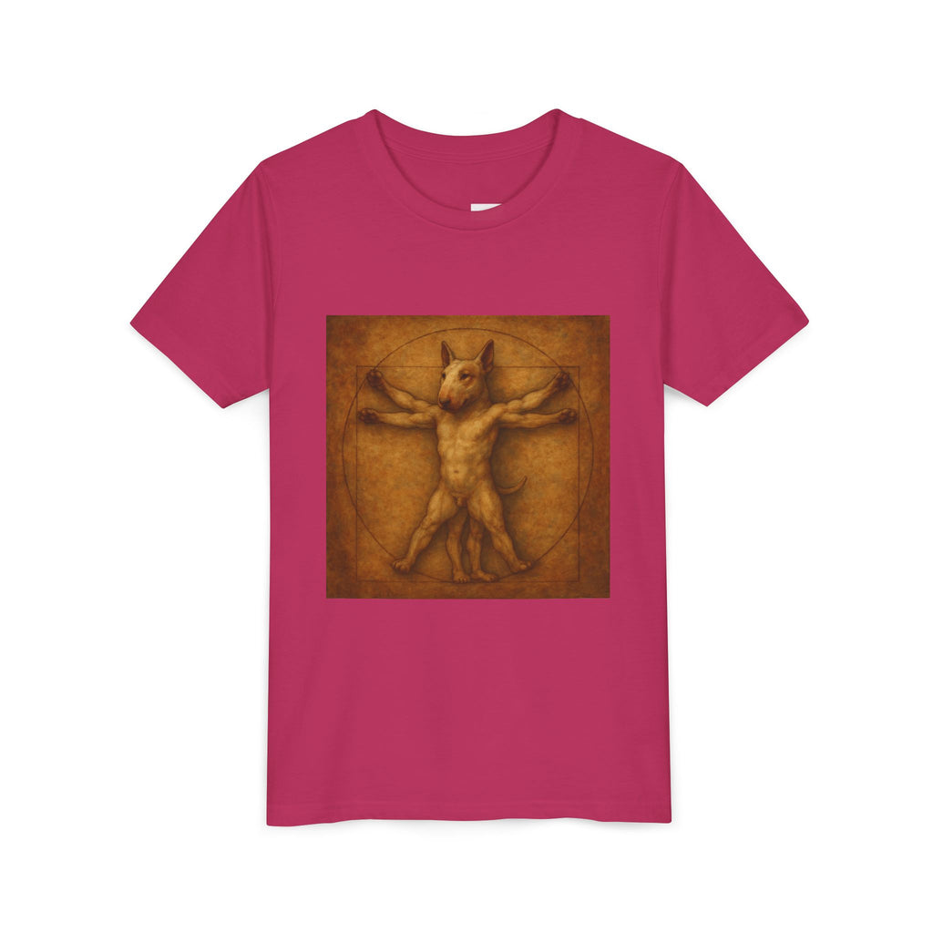 Bull Terrier Vitruvian Man — after Leonardo da Vinci, c.1490 | Youth Tee
