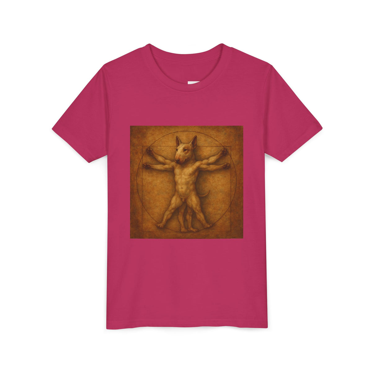 Bull Terrier Vitruvian Man — after Leonardo da Vinci, c.1490 | Youth Tee
