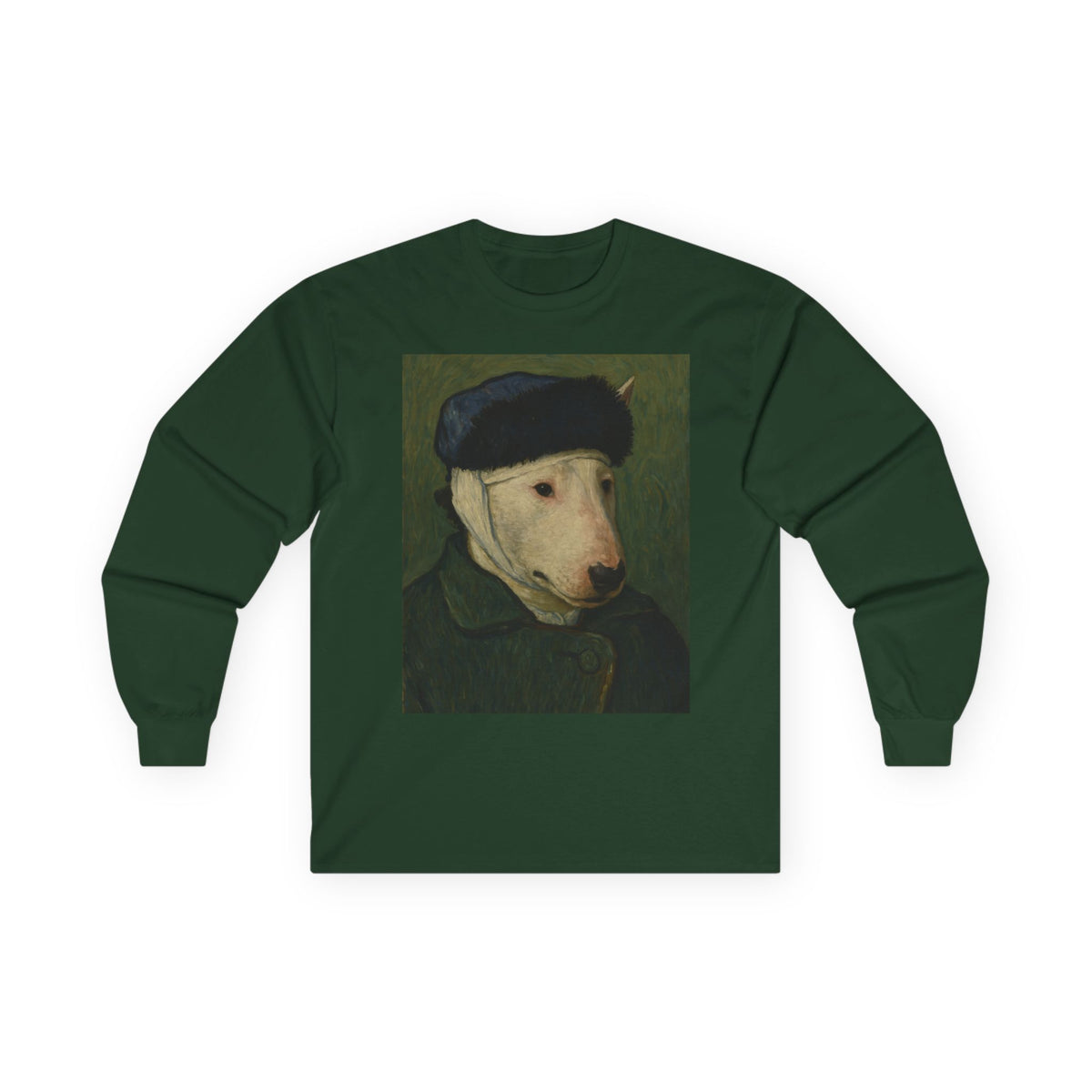 Bull Terrier Self Portrait Bandaged Ear — after Vincent van Gogh, 1889 | Long Sleeve
