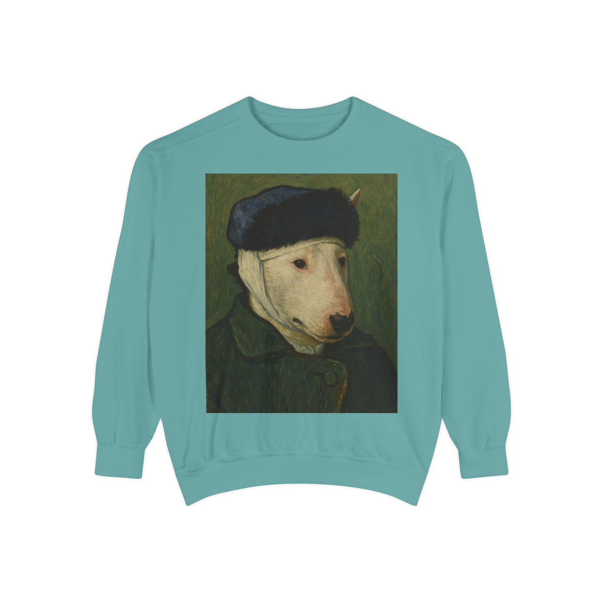 Bull Terrier Self-Portrait with Bandaged Ear — after Vincent van Gogh, 1889 | Crewneck
