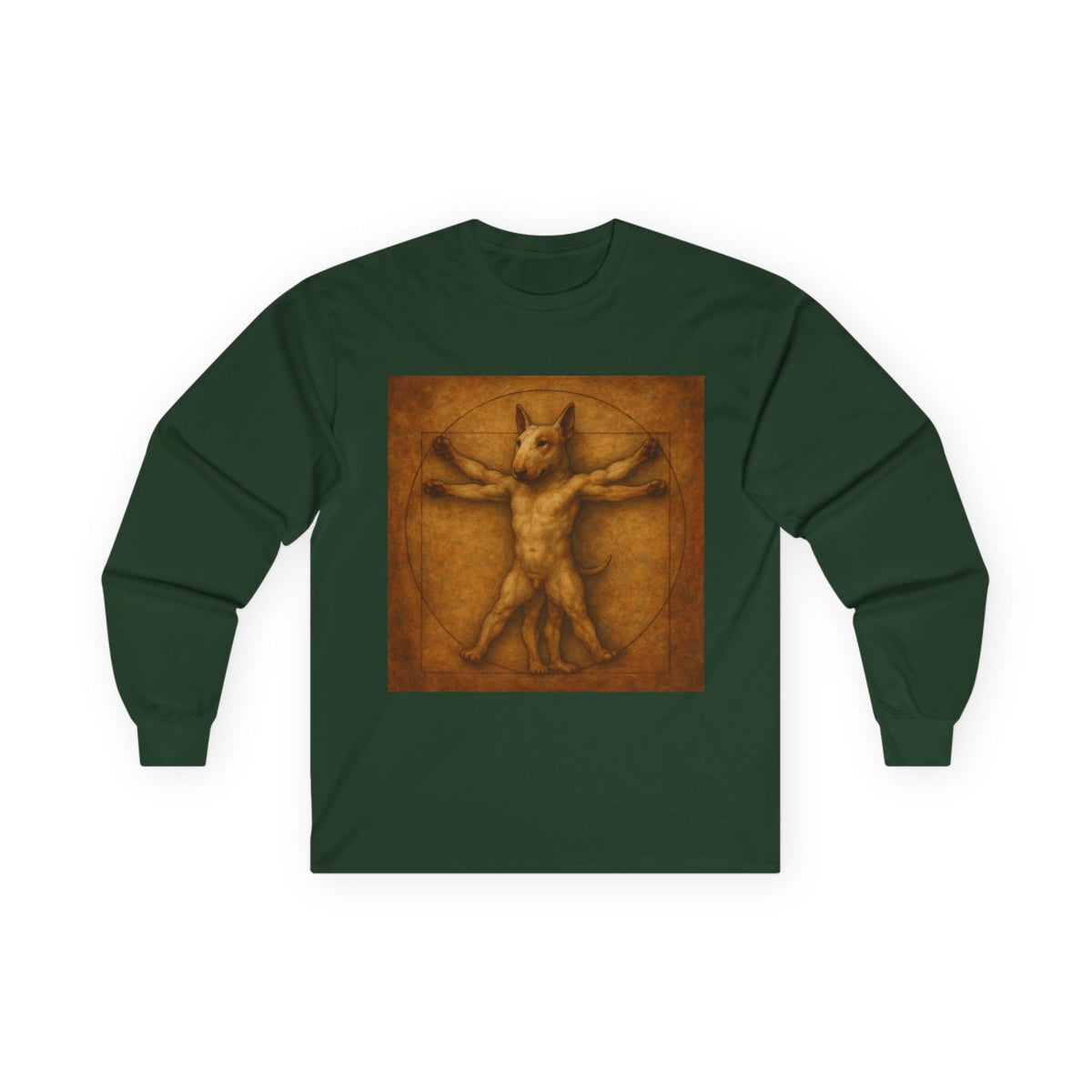 Bull Terrier Vitruvian Man — after Leonardo da Vinci, c.1490 | Long Sleeve