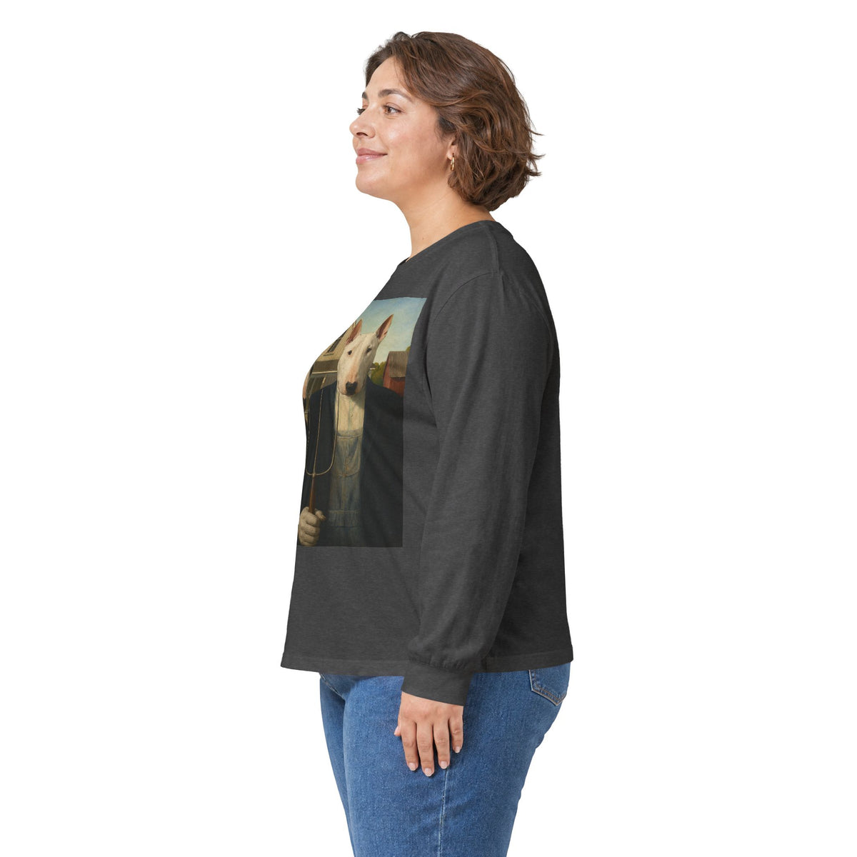 Bull Terrier American Gothic — after Grant Wood, 1930 | Long Sleeve