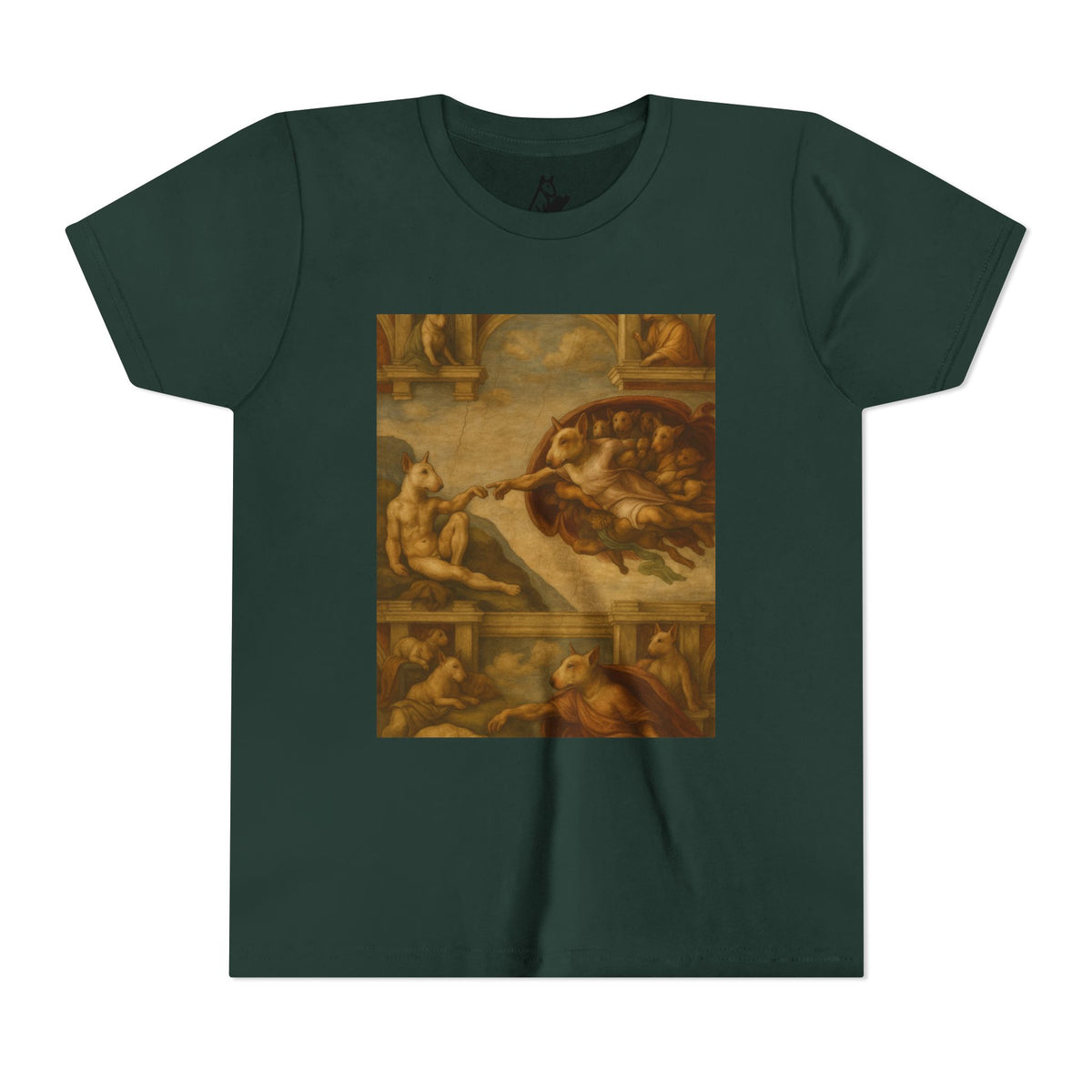 Bull Terrier The Creation of Adam — after Michelangelo, 1512 | Youth Tee