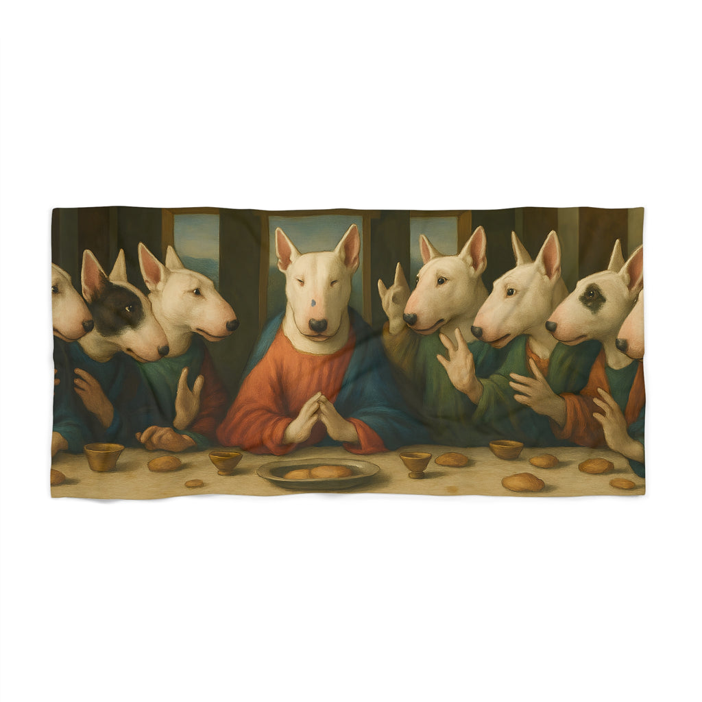 Bull Terrier The Last Supper — after Leonardo da Vinci, 1498 | Beach Towel