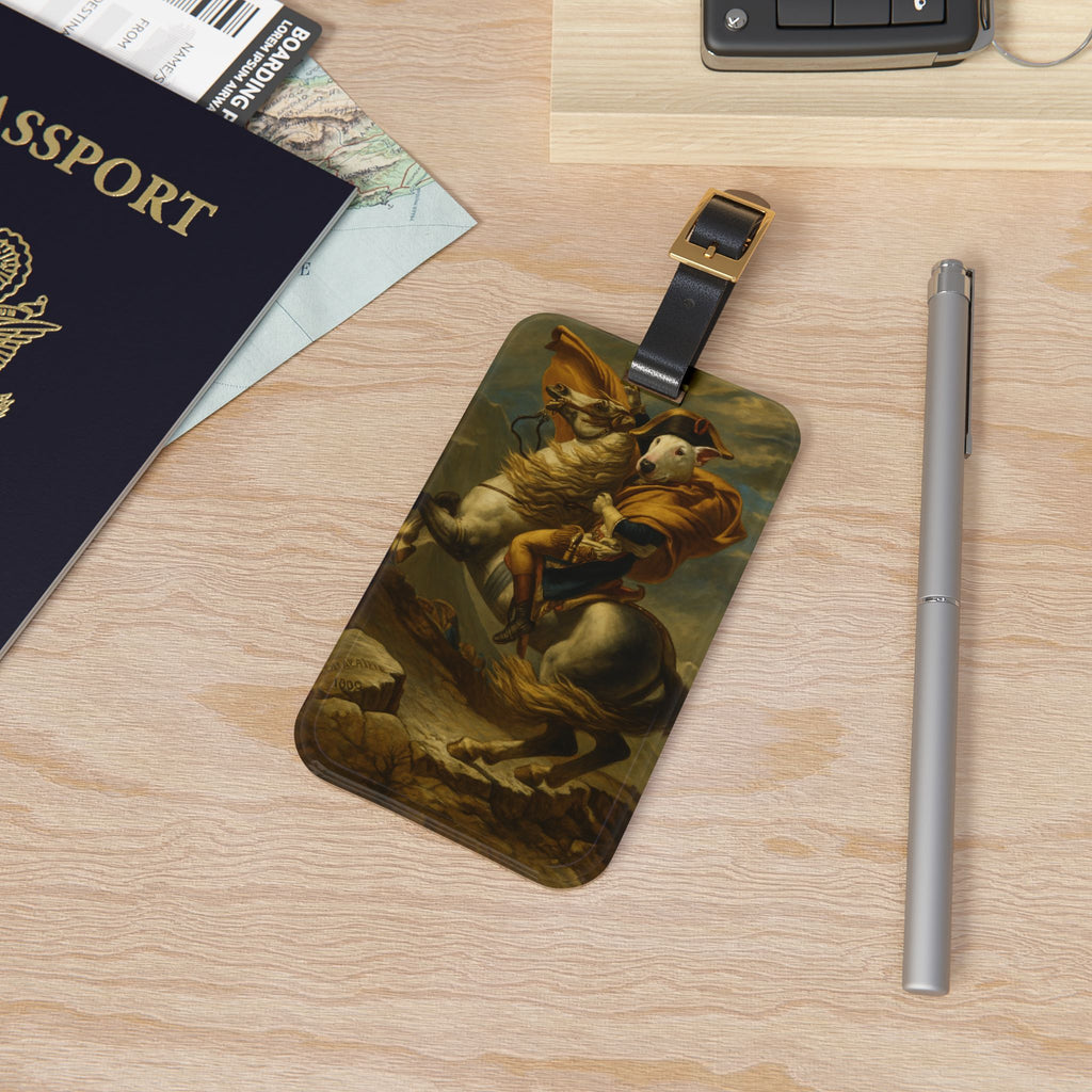 Bull Terrier Napoleon Crossing the Alps — after Jacques-Louis David, 1801 | Luggage Tag