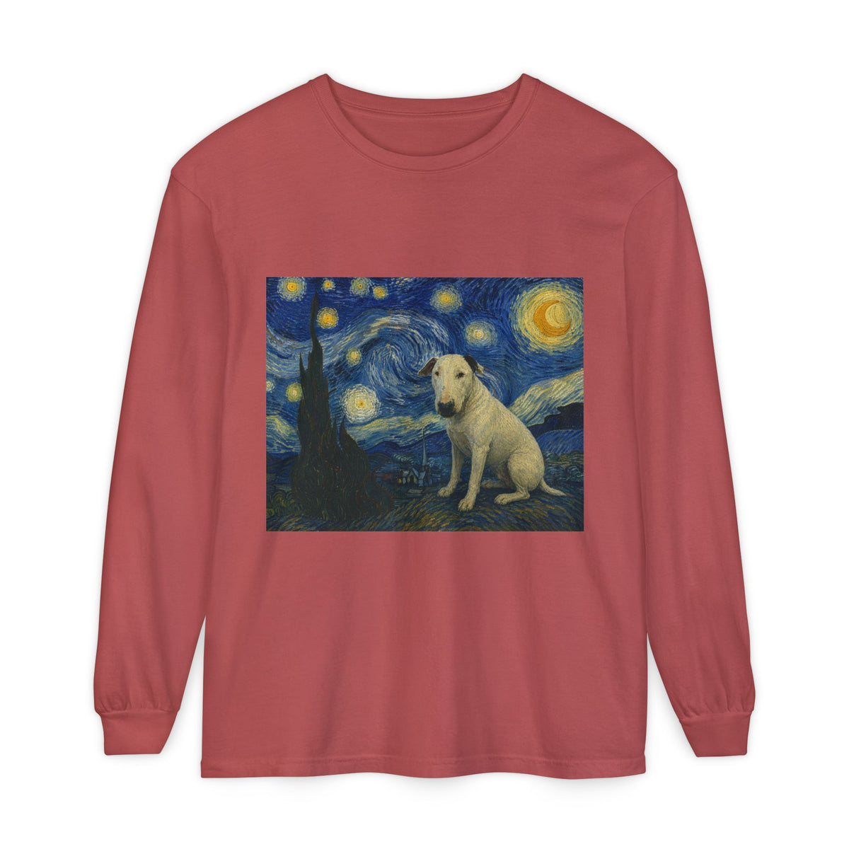 Bull Terrier The Starry Night — after Vincent van Gogh, 1889 | Long Sleeve