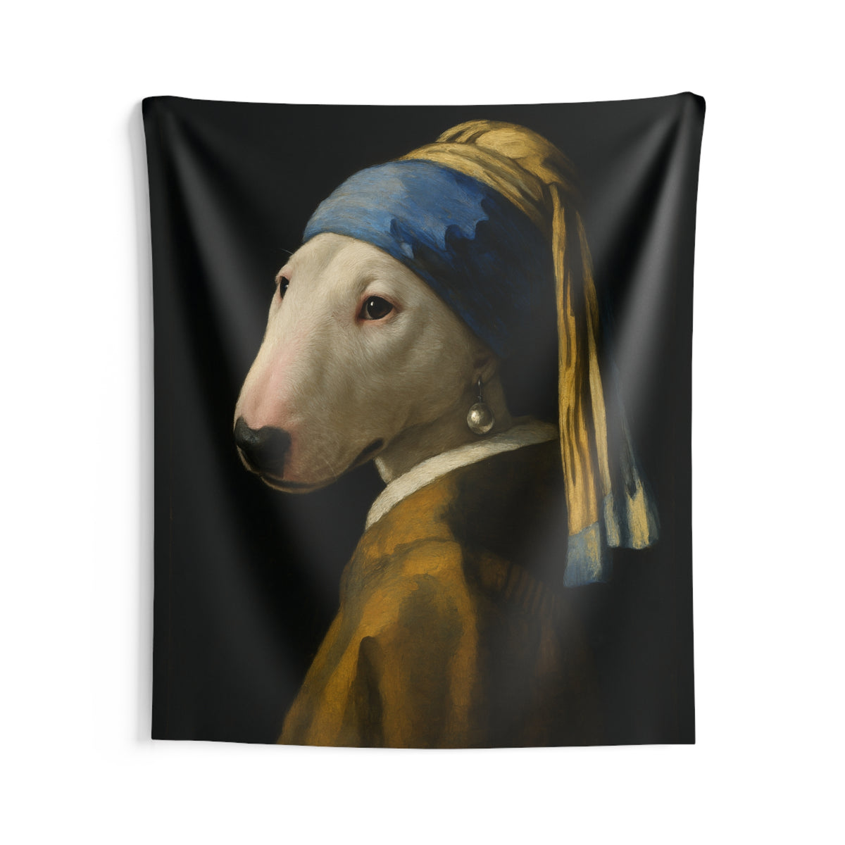 Bull Terrier Girl with a Pearl Earring — after Johannes Vermeer, c.1665 | Tapestry