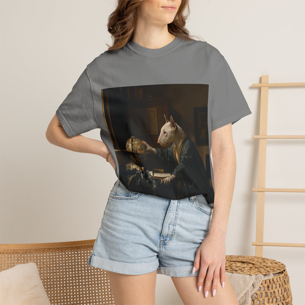 Bull Terrier The Astronomer — after Johannes Vermeer, 1668 | Garment-Dyed Tee