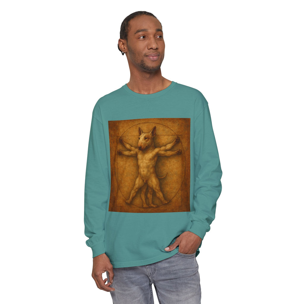 Bull Terrier Vitruvian Man — after Leonardo da Vinci, c.1490 | Long Sleeve