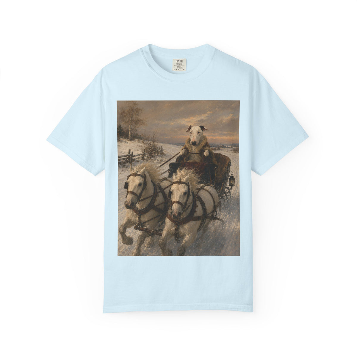 Bull Terrier Sleigh Ride — after Alfred Wierusz-Kowalski, c.1890 | Garment-Dyed Tee