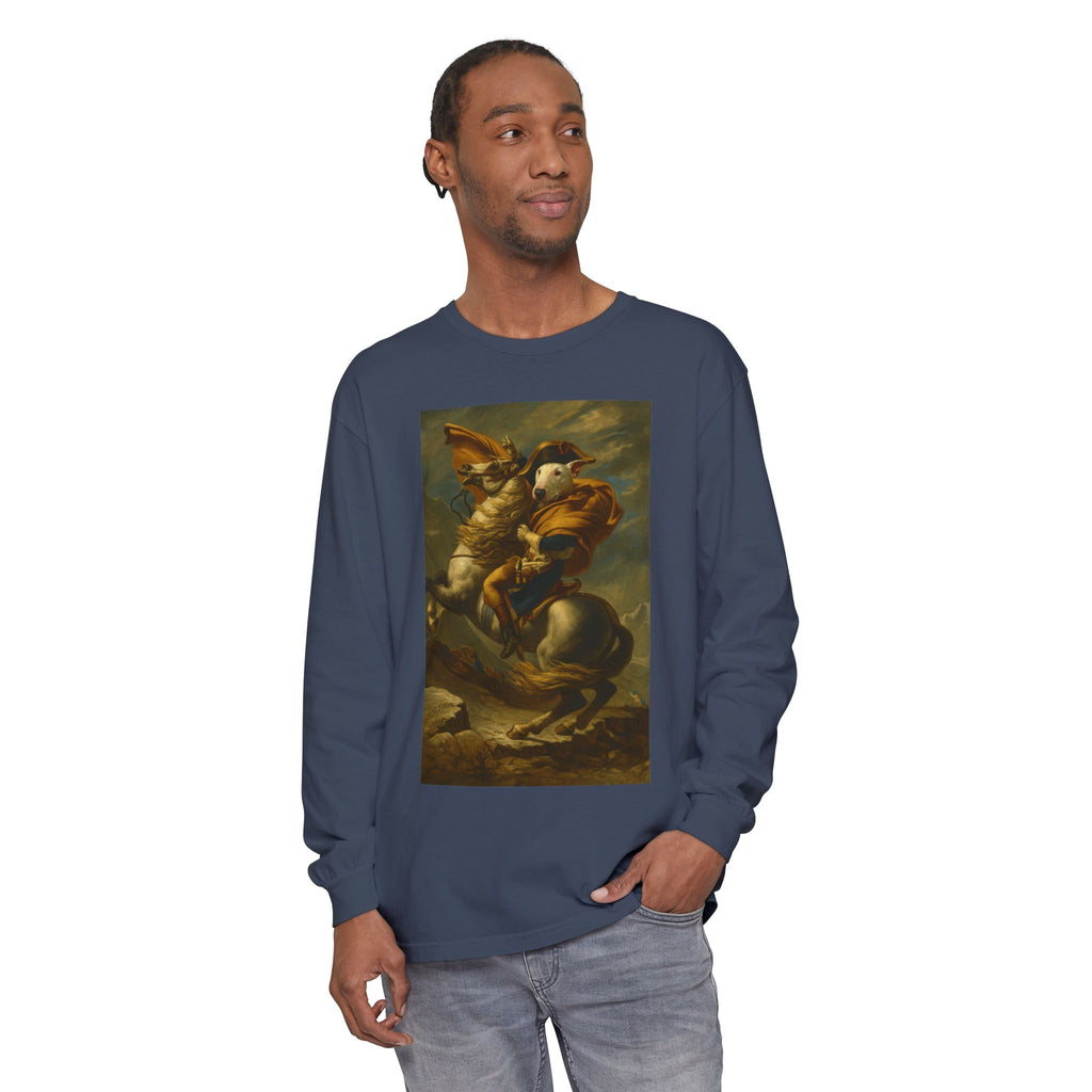 Bull Terrier Napoleon Crossing the Alps — after Jacques-Louis David, 1801 | Long Sleeve