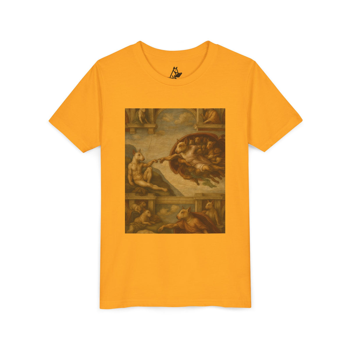 Bull Terrier The Creation of Adam — after Michelangelo, 1512 | Youth Tee