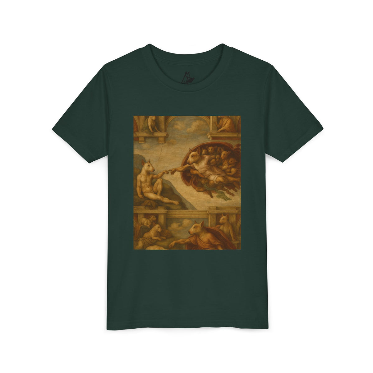 Bull Terrier The Creation of Adam — after Michelangelo, 1512 | Youth Tee