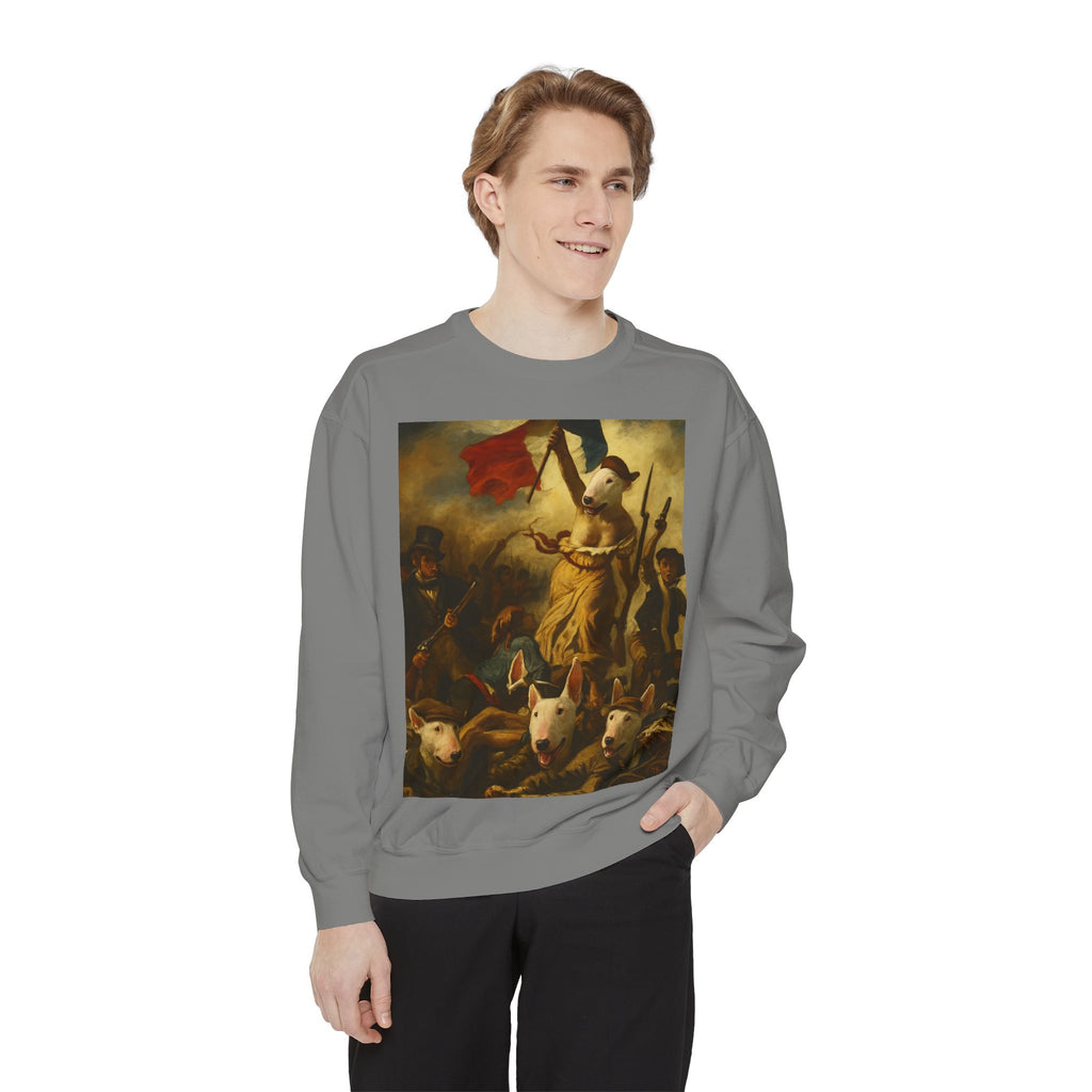 Bull Terrier Liberty Leading the People — after Eugene Delacroix, 1830 | Crewneck