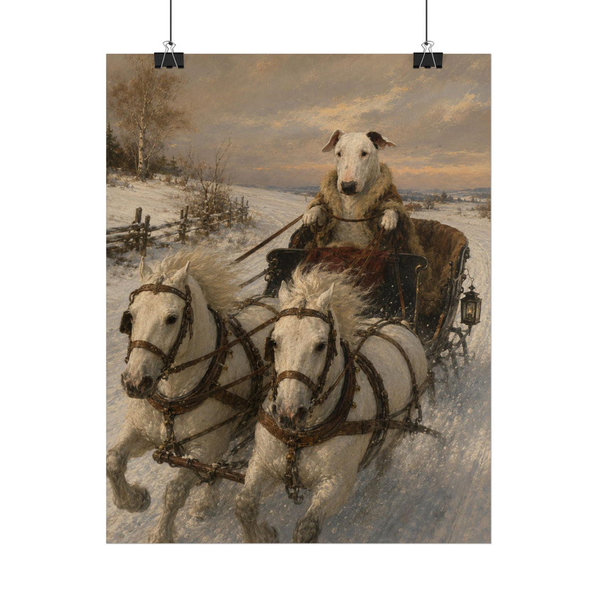Bull Terrier Sleigh Ride — after Alfred Wierusz-Kowalski, c.1890 | Print