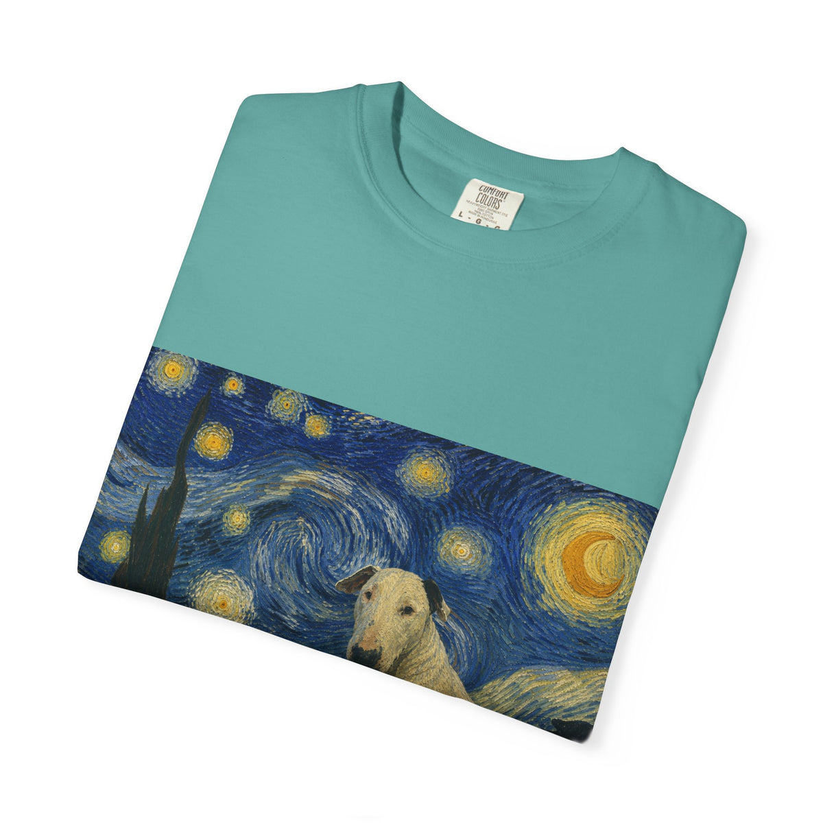 Bull Terrier The Starry Night — after Vincent van Gogh, 1889 | Garment-Dyed Tee