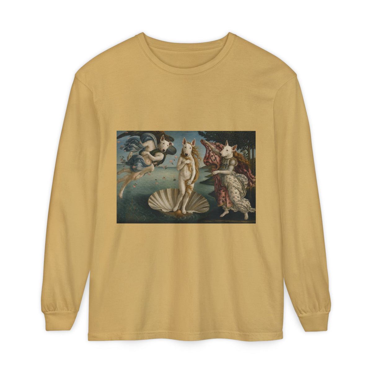 Bull Terrier The Birth of Venus — after Sandro Botticelli, c.1485 | Long Sleeve