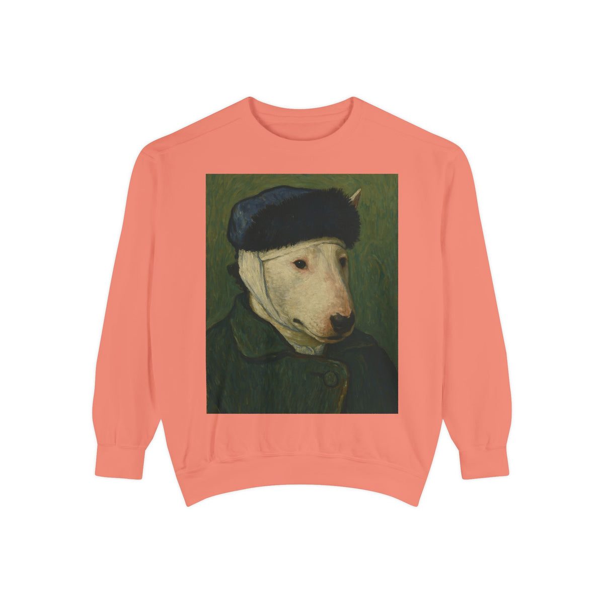 Bull Terrier Self-Portrait with Bandaged Ear — after Vincent van Gogh, 1889 | Crewneck