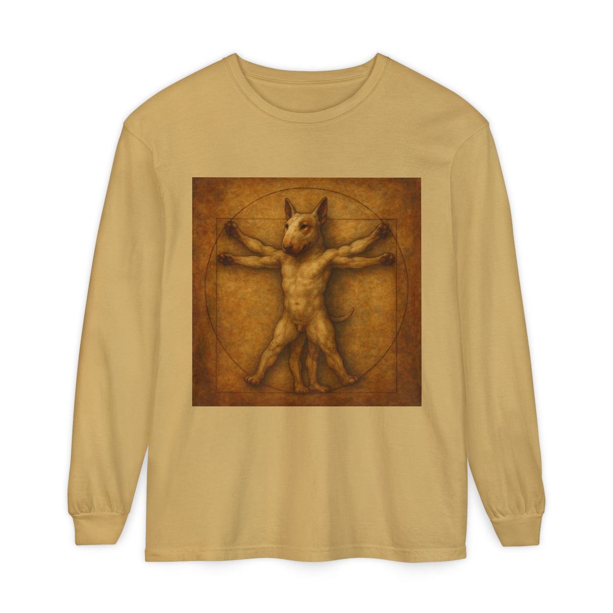 Bull Terrier Vitruvian Man — after Leonardo da Vinci, c.1490 | Long Sleeve